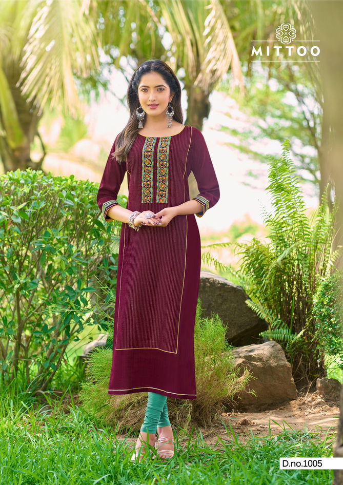 Mahika By Mittoo Viscose Weaving Designer Kurtis Wholesale Shop In Surat